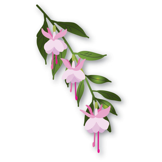 Memory Box 94788 Little Fuchsia Flower Trio and Branch craft die