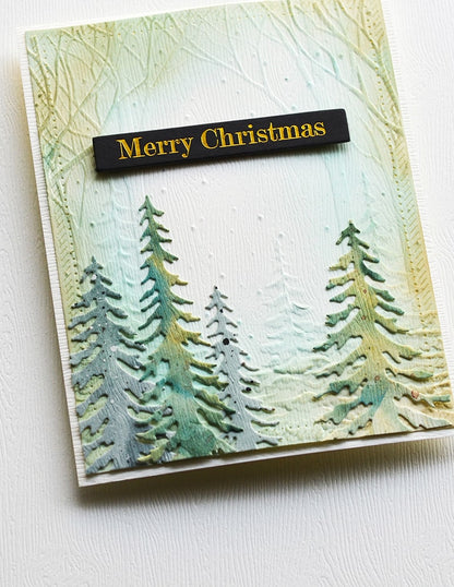 Memory Box ST035 Merry Christmas Foil Greetings Large Black Tabs