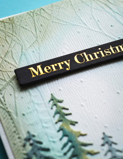 Memory Box ST035 Merry Christmas Foil Greetings Large Black Tabs