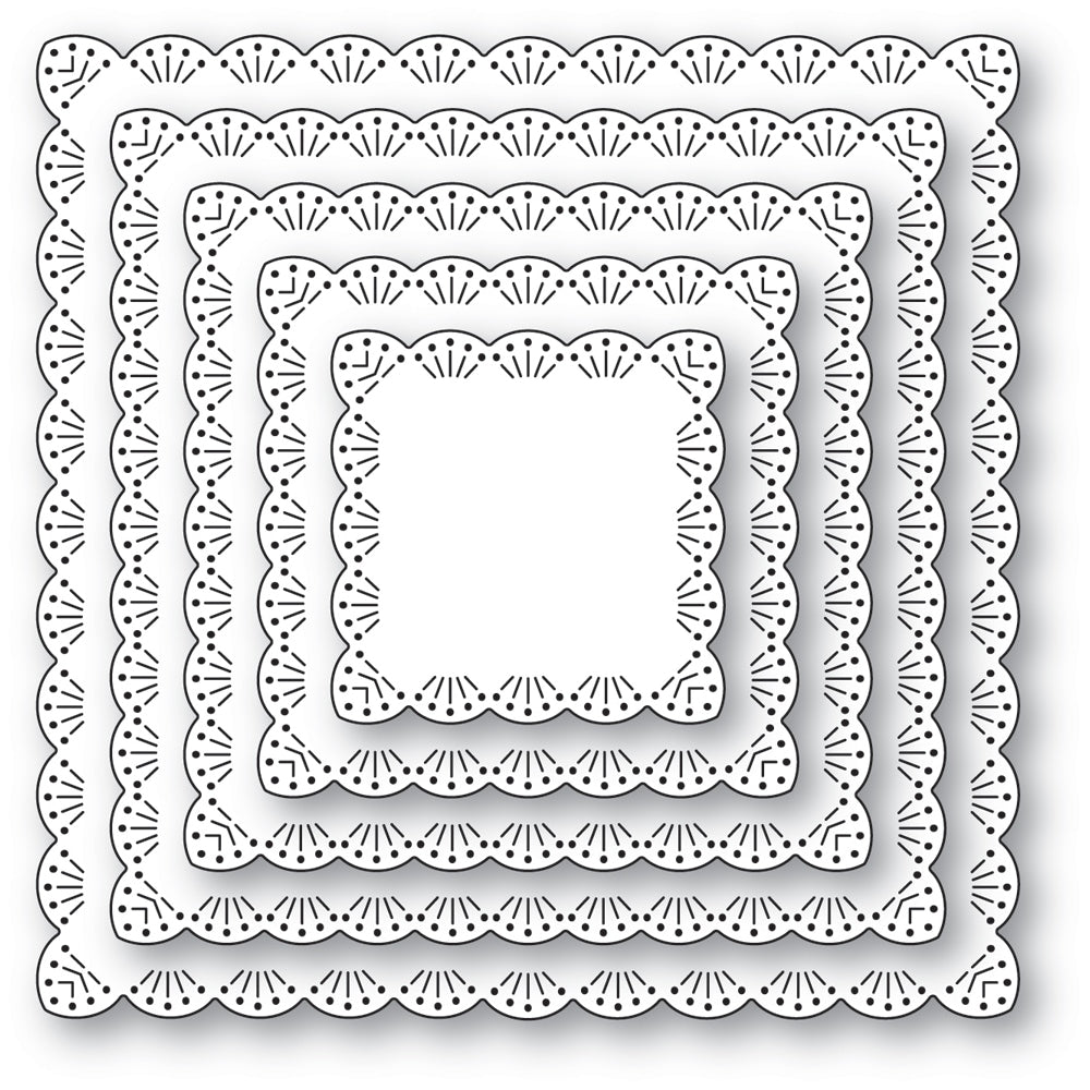 Memory Box 95008 Fan Stitch Scalloped Square Frames