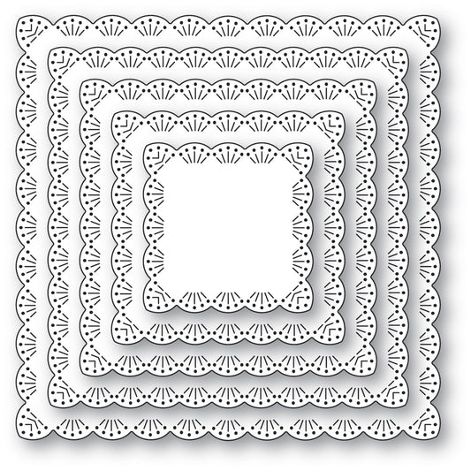 Memory Box 95008 Fan Stitch Scalloped Square Frames