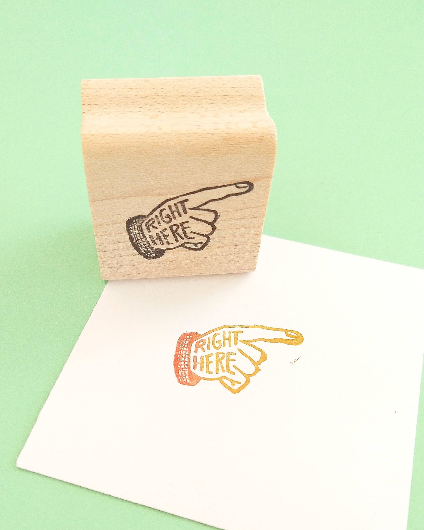 Pointing Hand Rubber Stamp