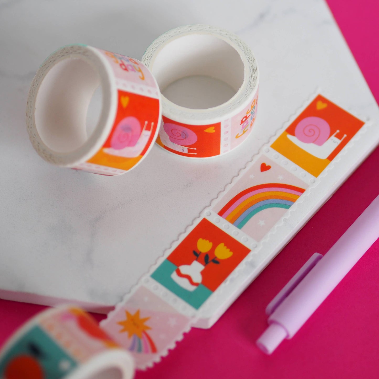 Cute Vibrant Postage Stamp Washi Tape