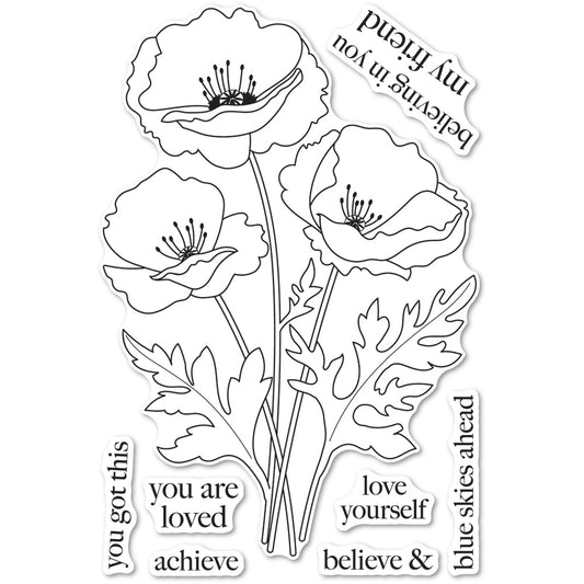 Memory Box CL5281 Playful Poppies Clear Stamp Set