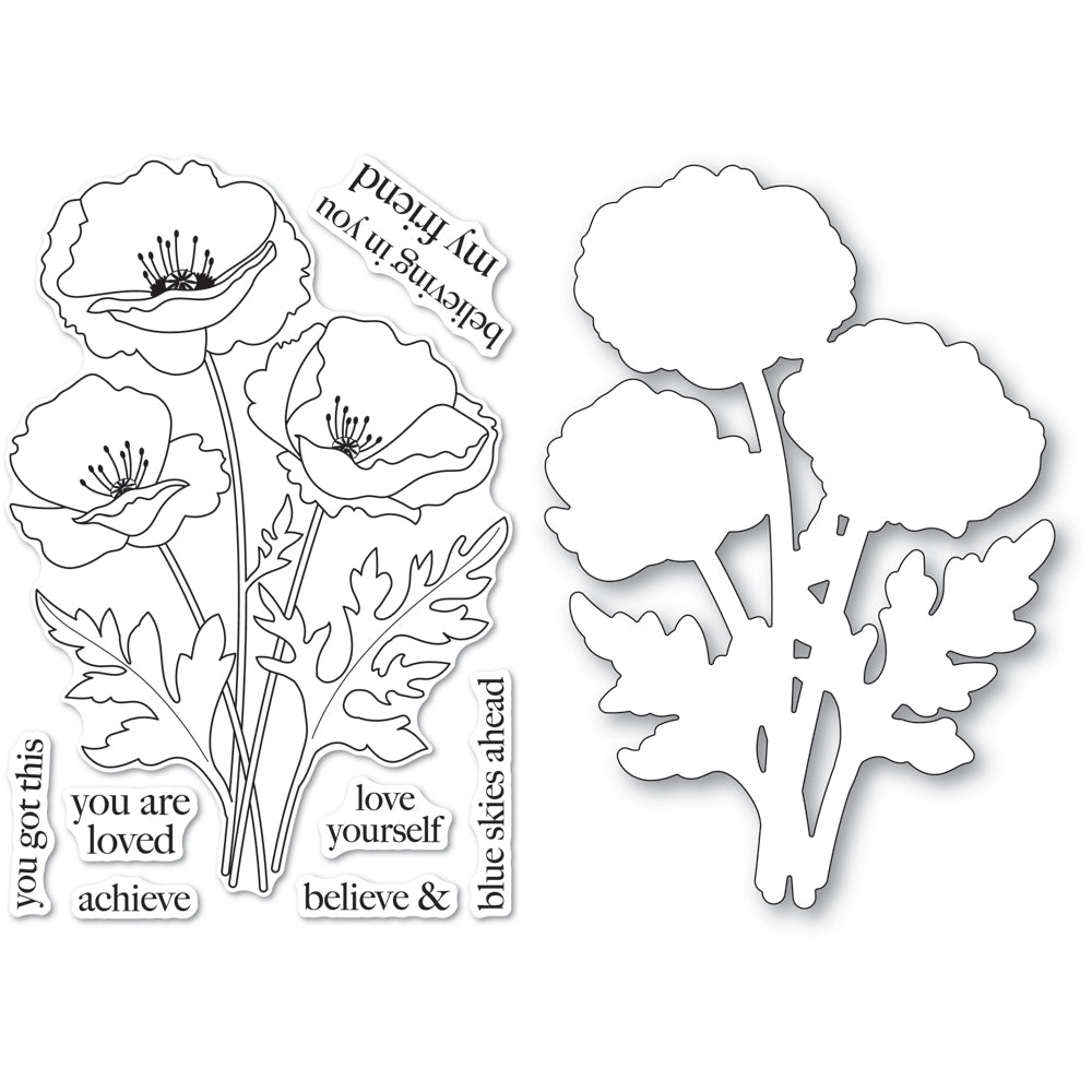 Memory Box CL5281D Playful Poppies Clear Stamp and Die Set