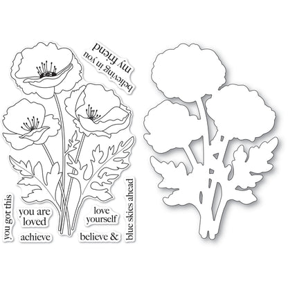 Memory Box CL5281D Playful Poppies Clear Stamp and Die Set
