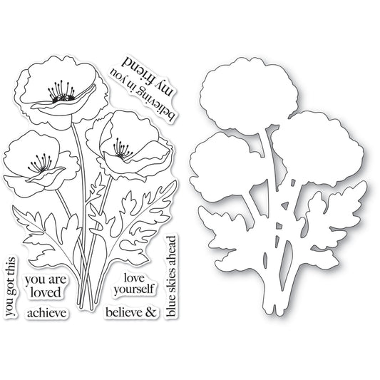 Memory Box CL5281D Playful Poppies Clear Stamp and Die Set