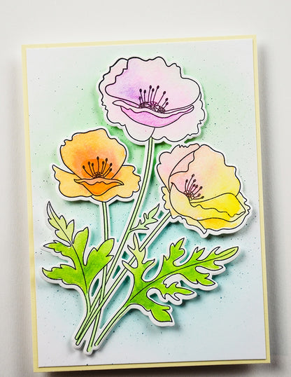 Memory Box CL5281D Playful Poppies Clear Stamp and Die Set