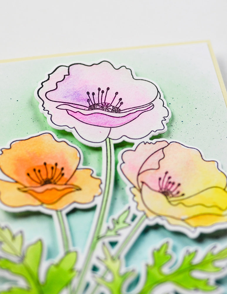 Memory Box CL5281D Playful Poppies Clear Stamp and Die Set