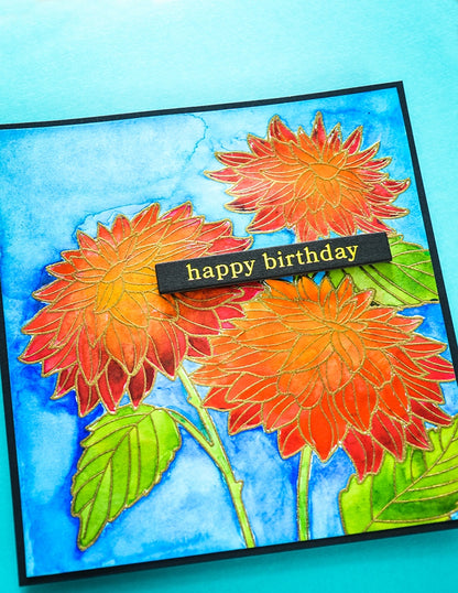 Memory Box CS2087 Dahlia Stems Cling Stamp