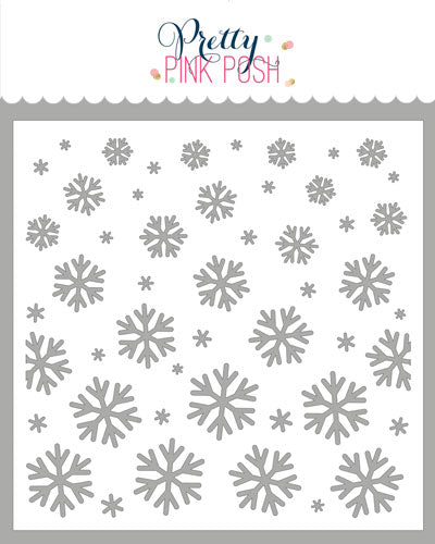 Pretty Pink Posh Cascading Snowflakes Stencil