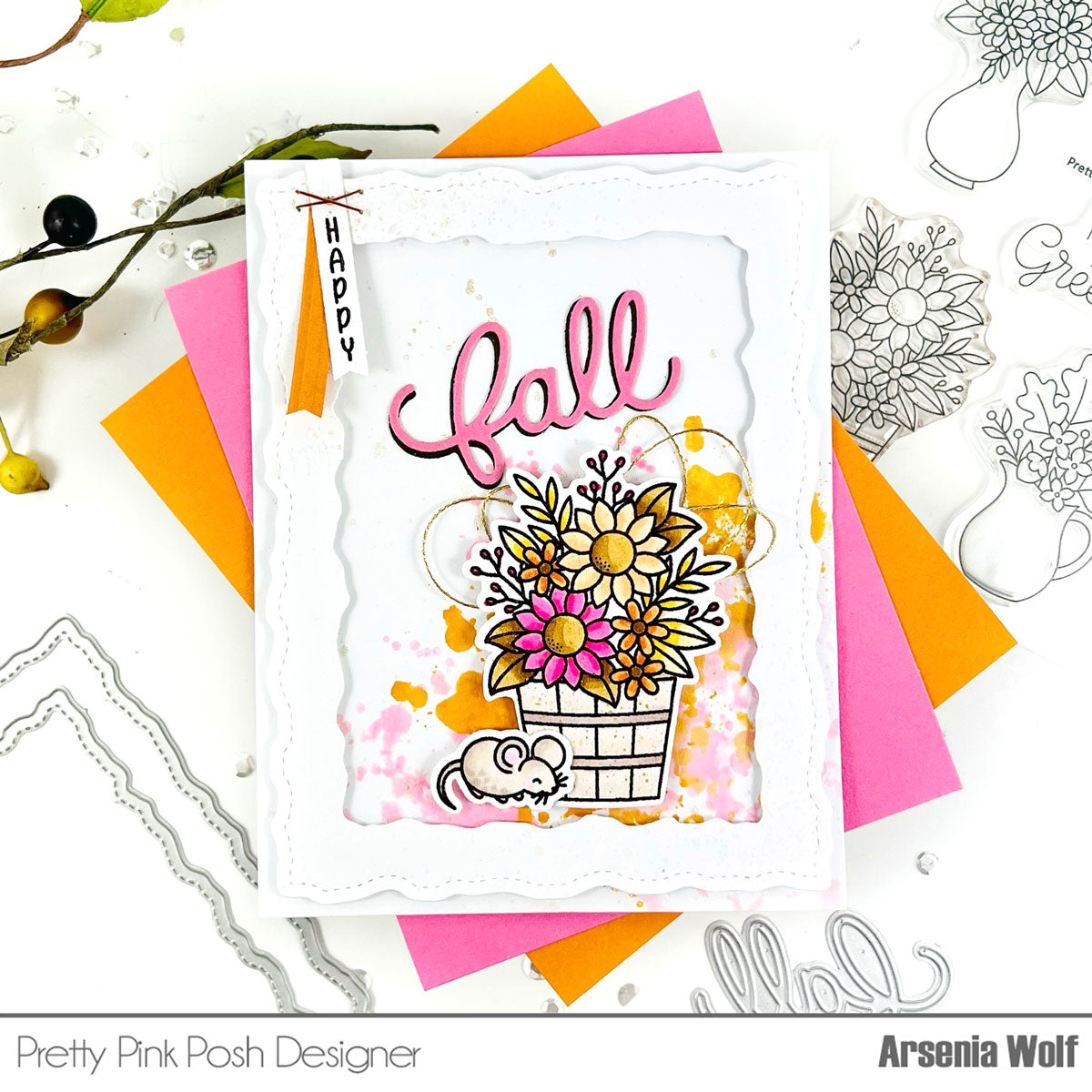 Pretty Pink Posh Fall Script Die Set