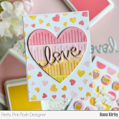 Pretty Pink Posh Scattered Hearts Frame Stencil