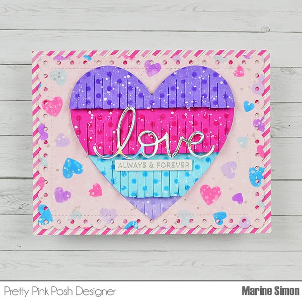 Pretty Pink Posh Scattered Hearts Frame Stencil