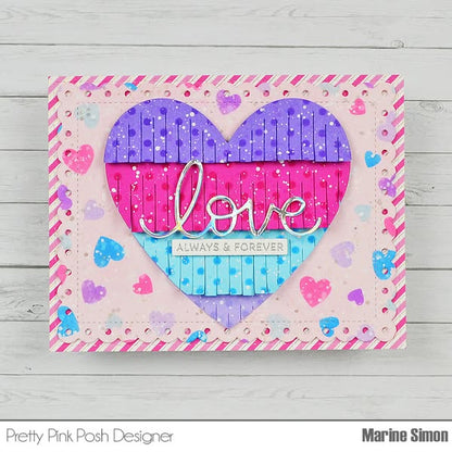 Pretty Pink Posh Scattered Hearts Frame Stencil