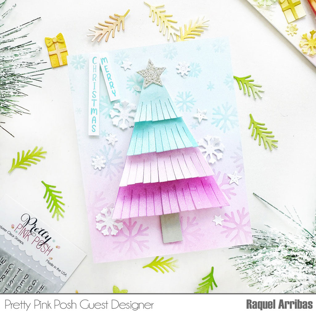 Pretty Pink Posh Cascading Snowflakes Stencil