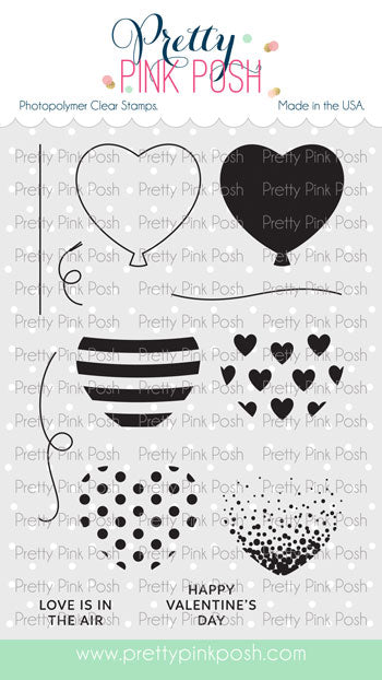 Pretty Pink Posh Heart Balloons stamp set