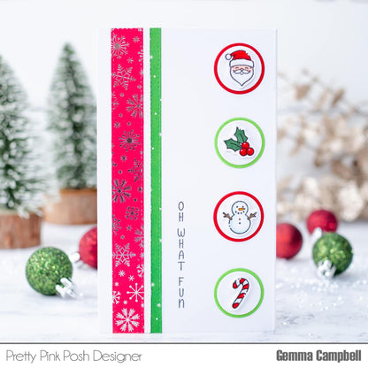 Pretty Pink Posh Upright Greetings: Christmas stamp set