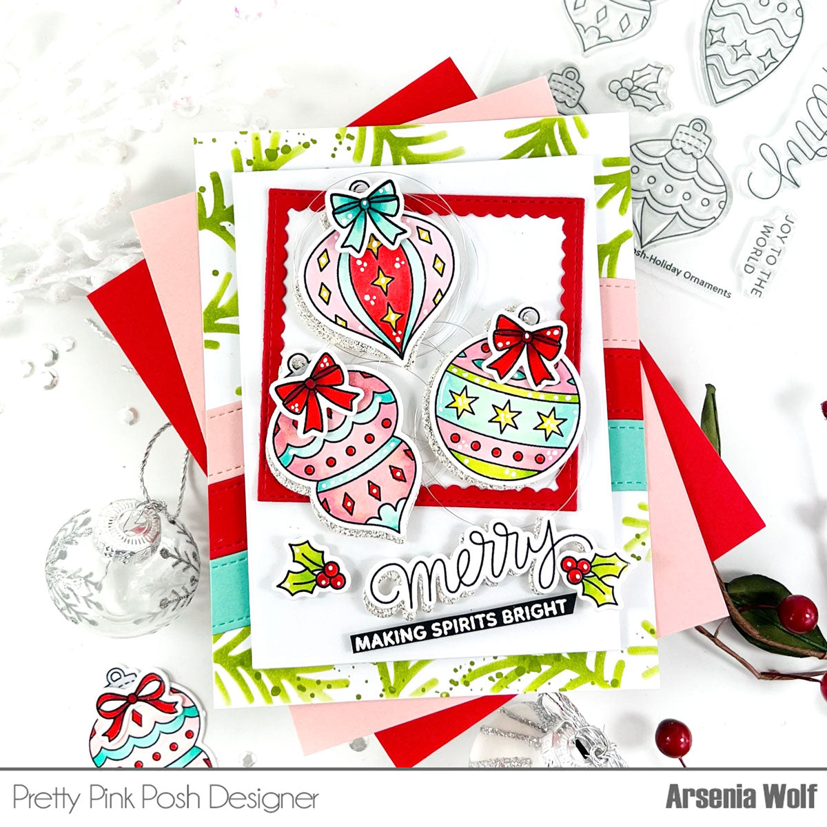 Pretty Pink Posh Holiday Ornaments stamp set