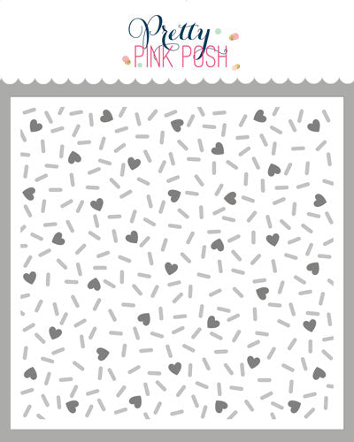 Pretty Pink Posh Layered Heart Sprinkles Stencil (2 layer)