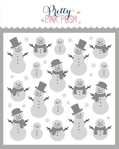 Pretty Pink Posh Layered Snowmen Stencil (3 layer)