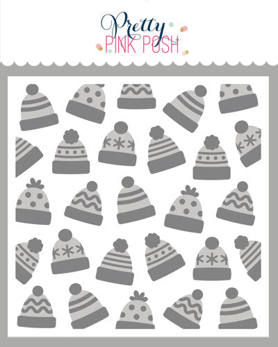 Pretty Pink Posh Layered Winter Hats Stencil (2 layer)