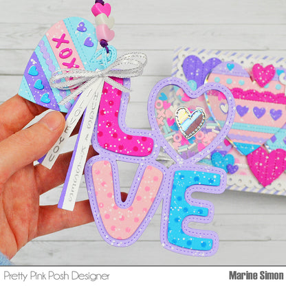 Pretty Pink Posh Love Word Shaker die set