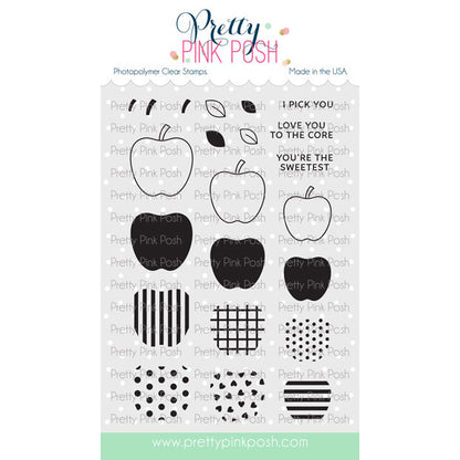 Pretty Pink Posh Patterned Apples stamp set and die bundle