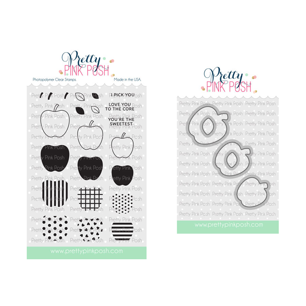 Pretty Pink Posh Patterned Apples stamp set and die bundle