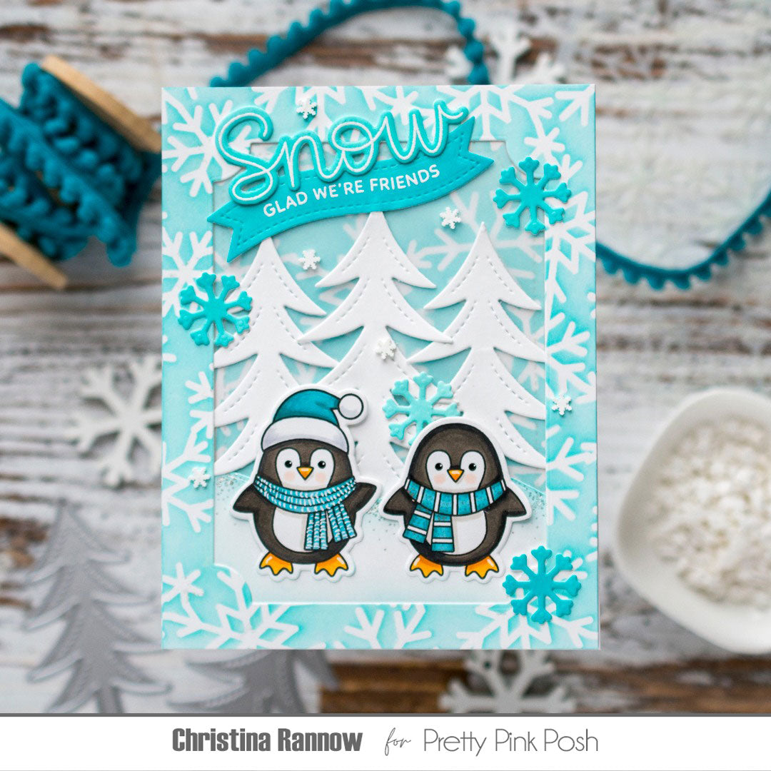 Pretty Pink Posh Snowflake Background Stencil