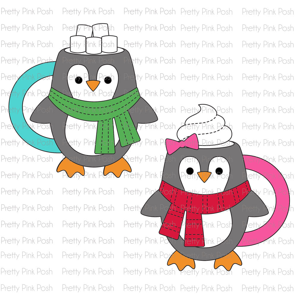 Pretty Pink Posh Penguin Mugs dies