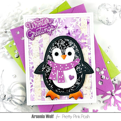 Pretty Pink Posh Penguin Shaker die