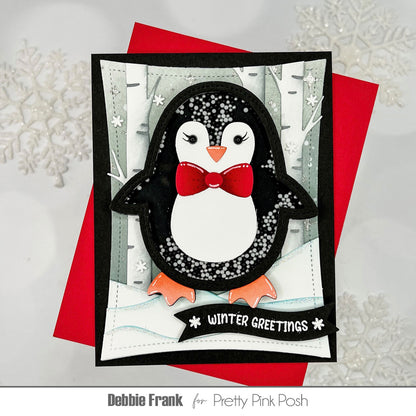 Pretty Pink Posh Penguin Shaker die