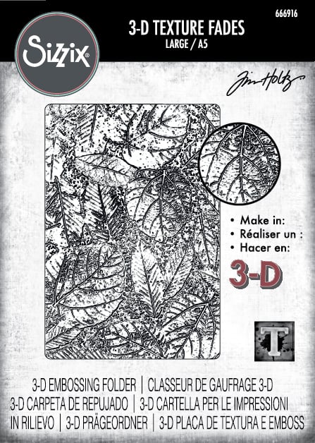 Sizzix 3D Texture Fades Embossing Folder A5 by Tim Holtz Foliage