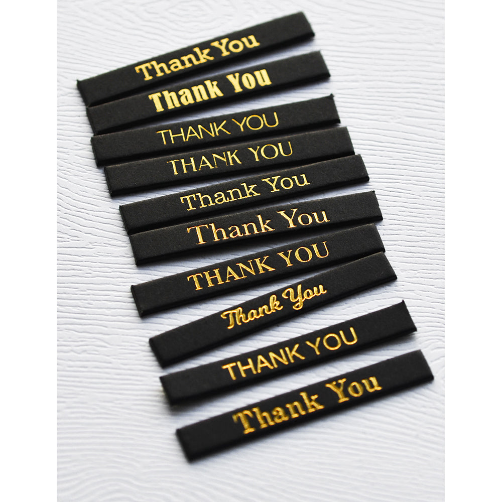 Memory Box ST005 Thank You Foil Greetings Black Tabs