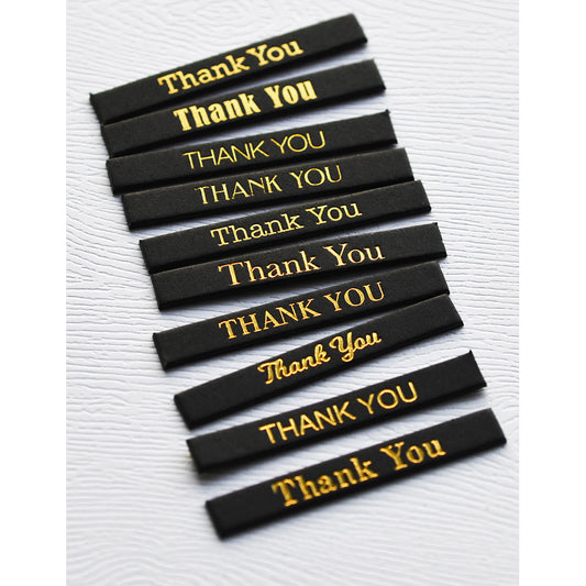 Memory Box ST005 Thank You Foil Greetings Black Tabs