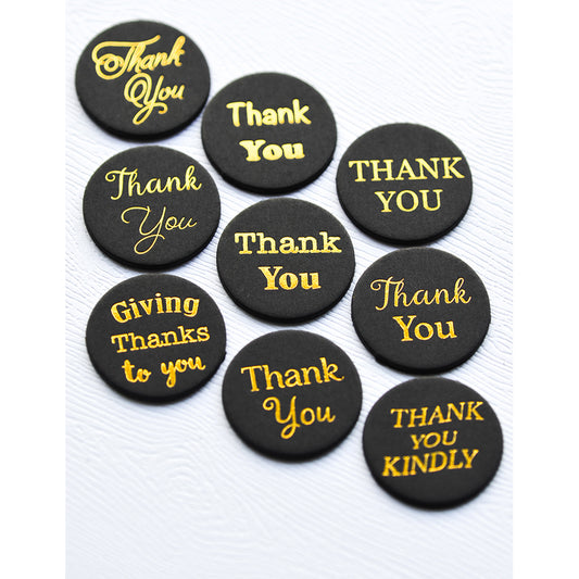 Memory Box ST009 Thank You Foil Greetings Black Circle Tabs