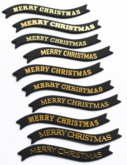 Memory Box ST015 Merry Christmas Foil Banners Black Tabs