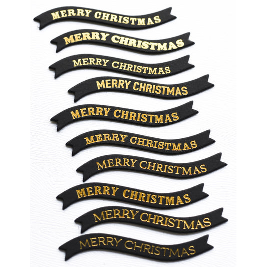 Memory Box ST015 Merry Christmas Foil Banners Black Tabs