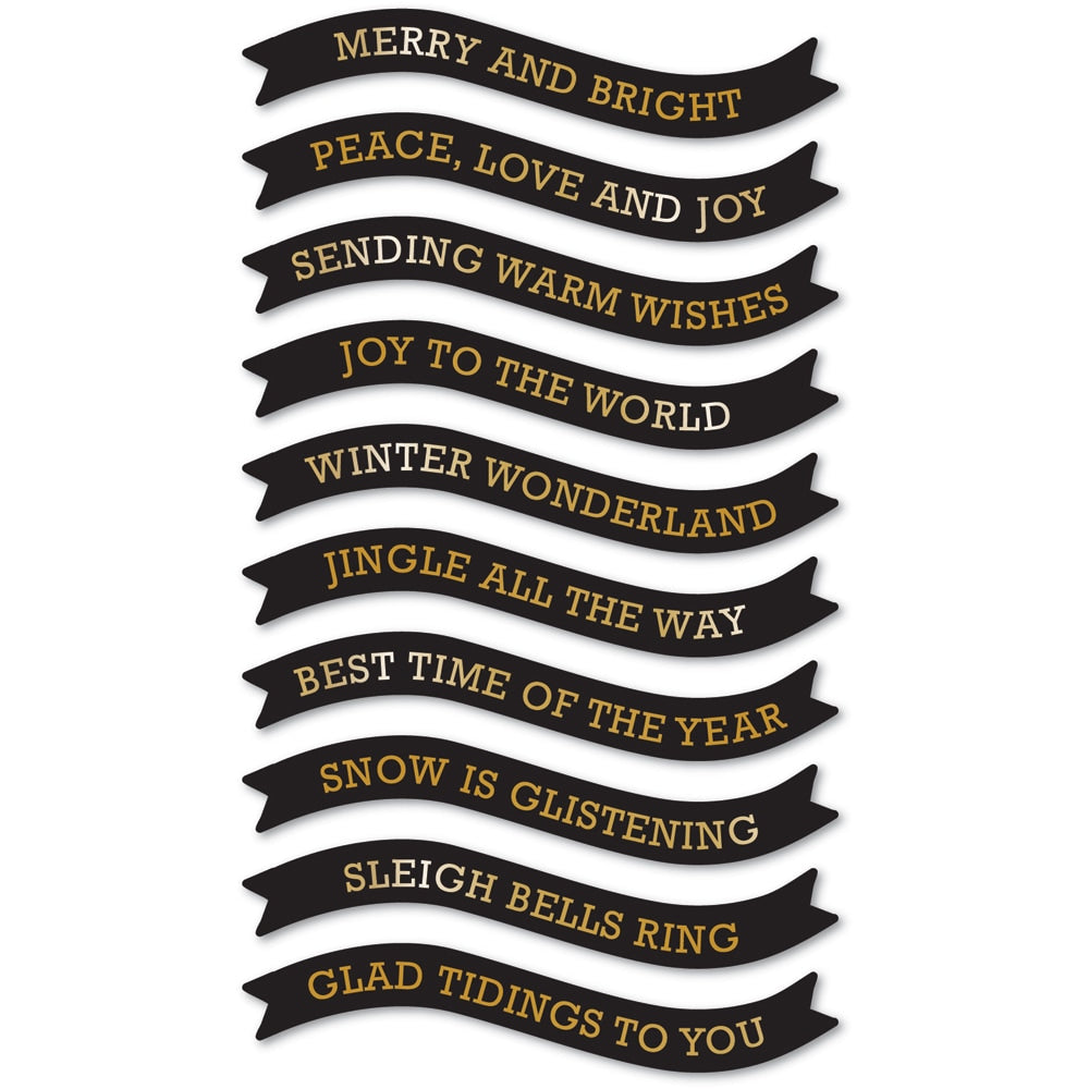 Memory Box ST017 Merry and Bright Foil Banners Black Tabs