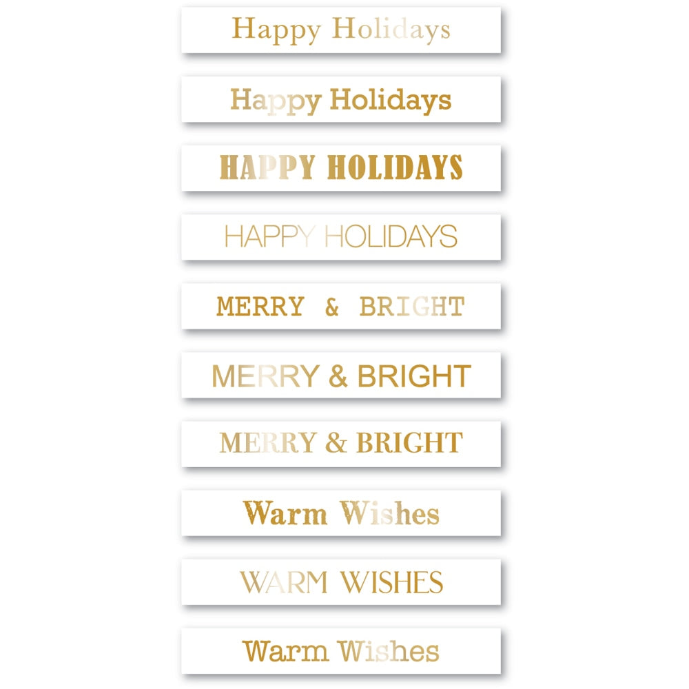 Memory Box ST018 Holiday Wishes Foil Greetings White Tabs