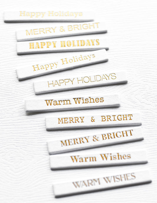 Memory Box ST018 Holiday Wishes Foil Greetings White Tabs