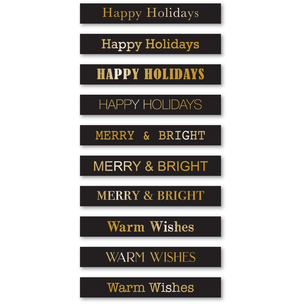 Memory Box ST019 Holiday Wishes Foil Greetings Black Tabs