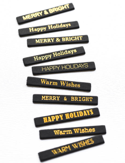 Memory Box ST019 Holiday Wishes Foil Greetings Black Tabs