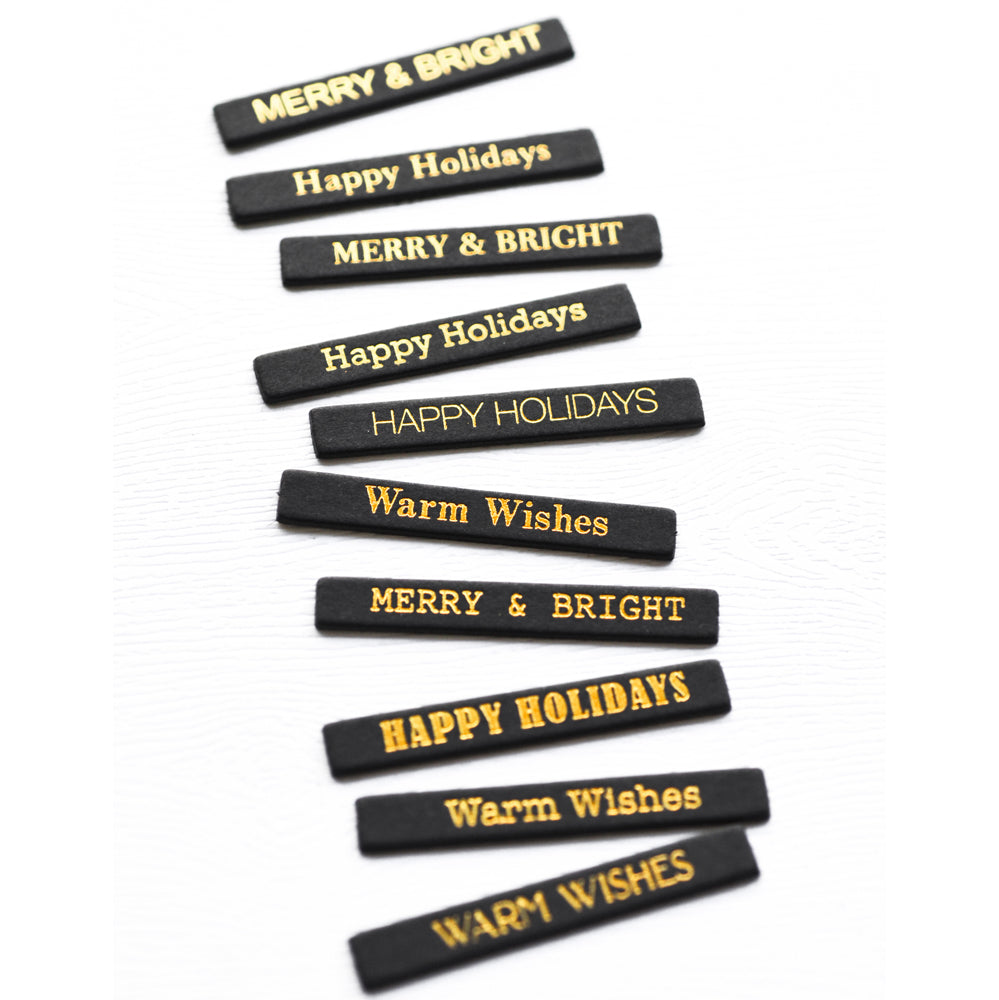 Memory Box ST019 Holiday Wishes Foil Greetings Black Tabs