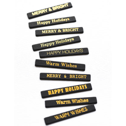 Memory Box ST019 Holiday Wishes Foil Greetings Black Tabs