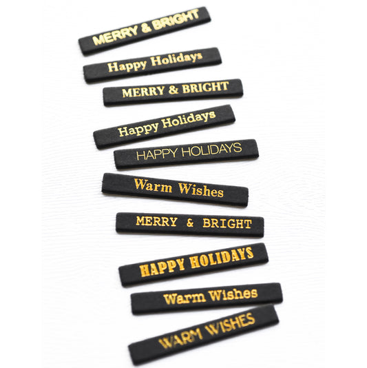 Memory Box ST019 Holiday Wishes Foil Greetings Black Tabs