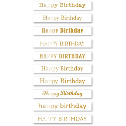 Memory Box ST024 Happy Birthday Foil Greetings White Tabs