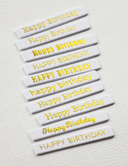 Memory Box ST024 Happy Birthday Foil Greetings White Tabs