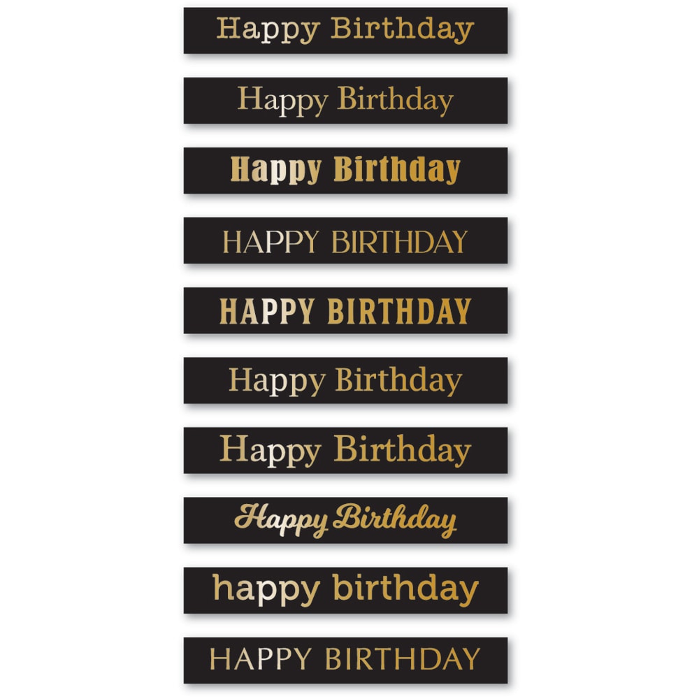 Memory Box ST025 Happy Birthday Foil Greetings Black Tabs